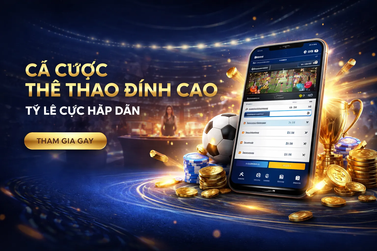 Sân vận động bóng đá với khán giả cổ vũ, biểu tượng chiến thắng của 78wind live